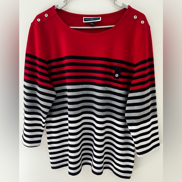 Karen Scott Sport Striped Top - Picture 3 of 9